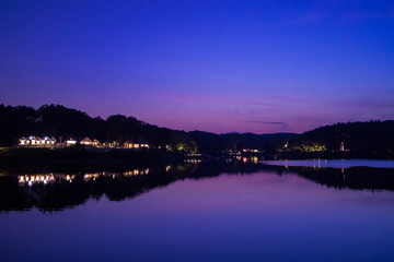宮沢湖と湖畔の夕景3