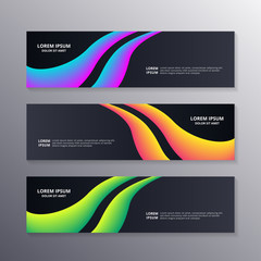 Fototapeta premium Business Banner Template, Layout Dark Background Design, Corporate Geometric web header or footer in gradient wave color