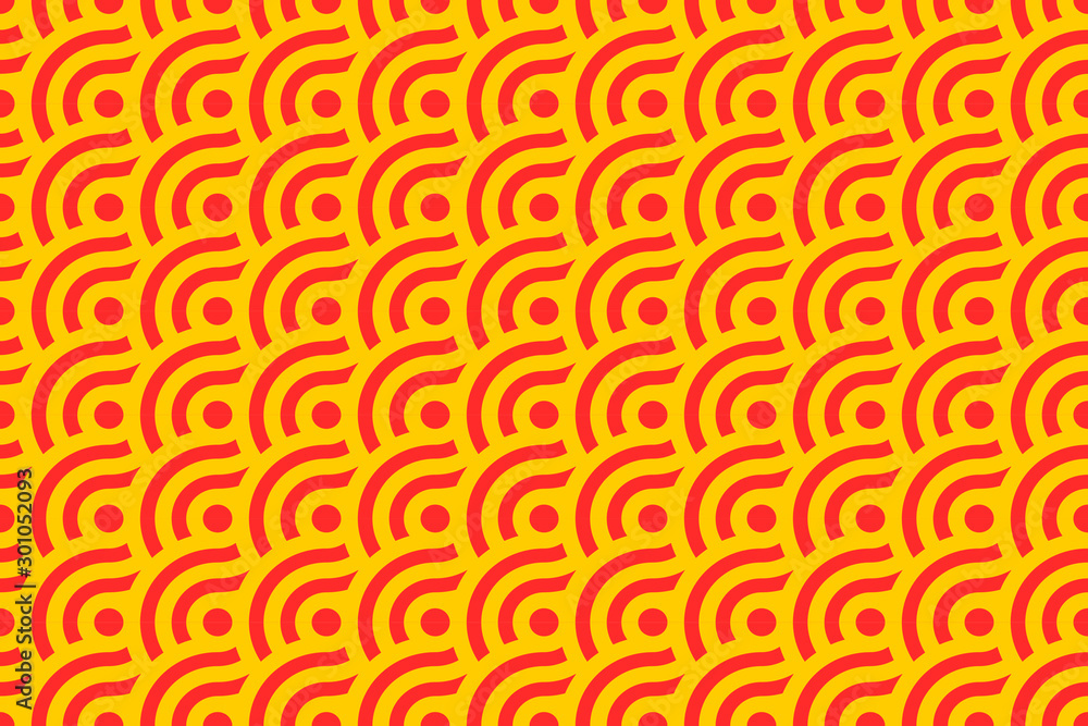Poster abstract red and yellow round pattern seamless background.
