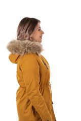 Charming woman with mustard jacket