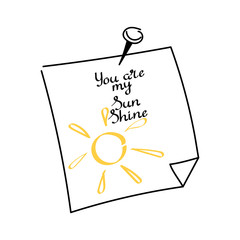 You are my sunshine. Hand drawn cards. Vector illustration