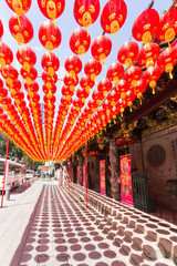 Chinese lanterns outside a temple in Telok Ayer street, SIngapore