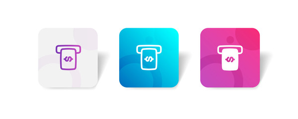 money withdrawal round icon in outline and solid style with colorful smooth gradient background, suitable for mobile and web UI, app button, infographic, etc
