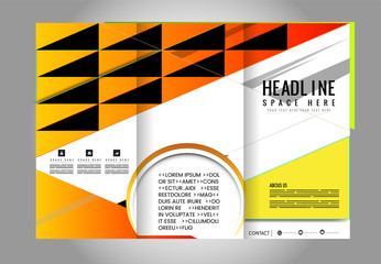 Tri-fold brochure template design, business leaflet, booklet wave