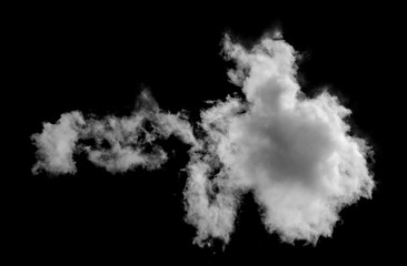 White cloud isolated on black background,Textured smoke,brush effect