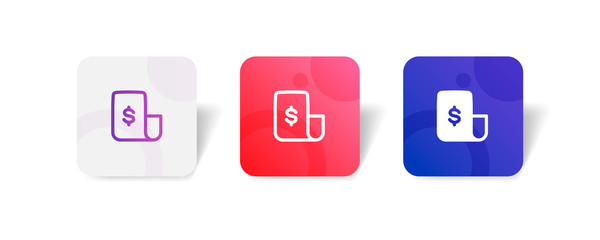bank journal report round icon in outline and solid style with colorful smooth gradient background, suitable for mobile and web UI, app button, infographic, etc