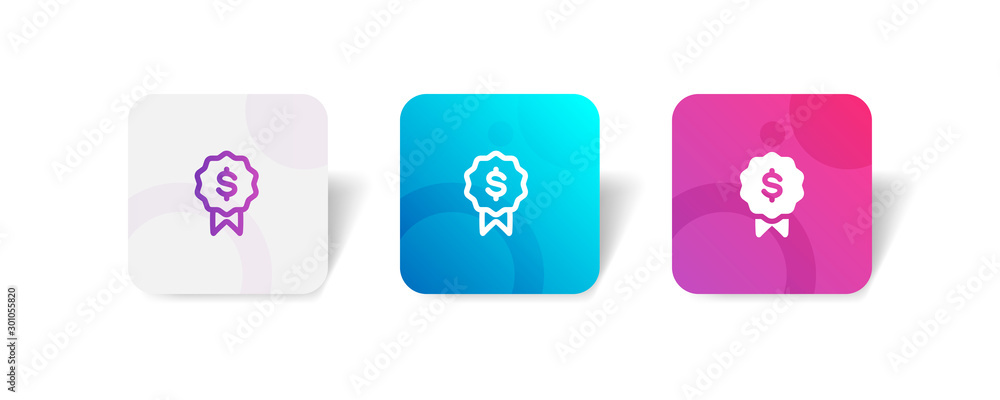 Aufkleber bank certificate round icon in outline and solid style with colorful smooth gradient background, sui