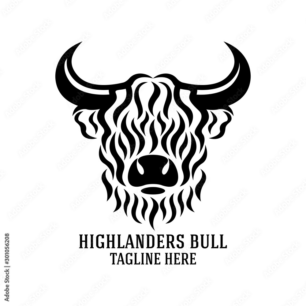 Canvas Prints Modern highlanders bull logo. Vector illustration.