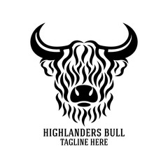 Modern highlanders bull logo. Vector illustration.