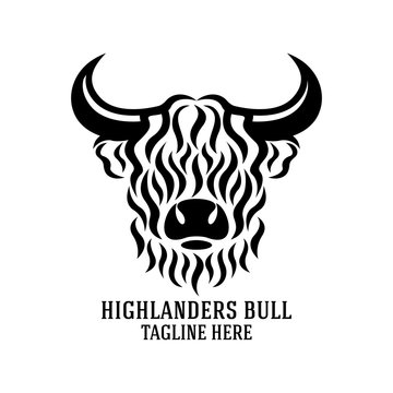 Modern highlanders bull logo. Vector illustration.