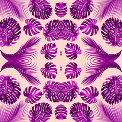 seamless of tropical exotic plant leaf,green leaves pattern are made new color for nature concept,abstract background for textile and fabric design