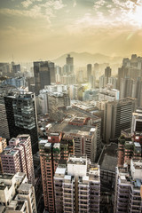 Fototapeta na wymiar Hong Kong's dense urban and architectural landscape