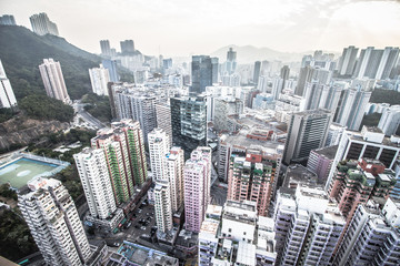 Obraz premium Hong Kong's dense urban and architectural landscape