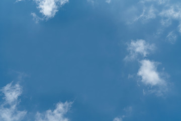 White cloud and blue sky background with copy space