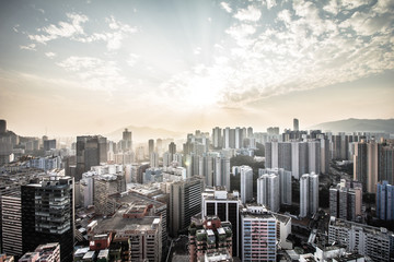 Hong Kong's dense urban and architectural landscape