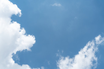 White cloud and blue sky background with copy space