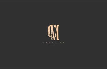 CM MC Letter Abstract Rough Distressed Monogram Logo