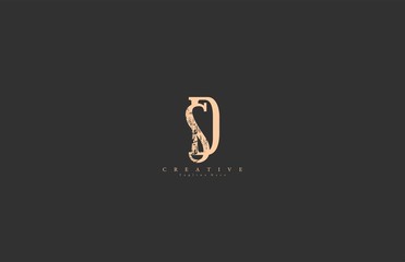 DS SD Letter Abstract Rough Distressed Monogram Logo