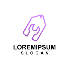 Tool Setting Price Tag Logo Design with Line