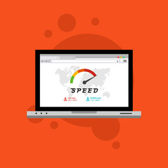 laptop acceleration icon vector template. Site Speed Test Concept Fast or Slow Load Modern vector illustration concept