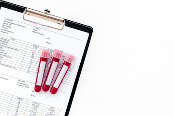 Blood test results on white background top view space for text © 9dreamstudio