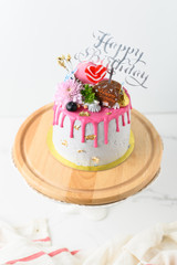 birthday cake with candles,Food Anniversary concept background.