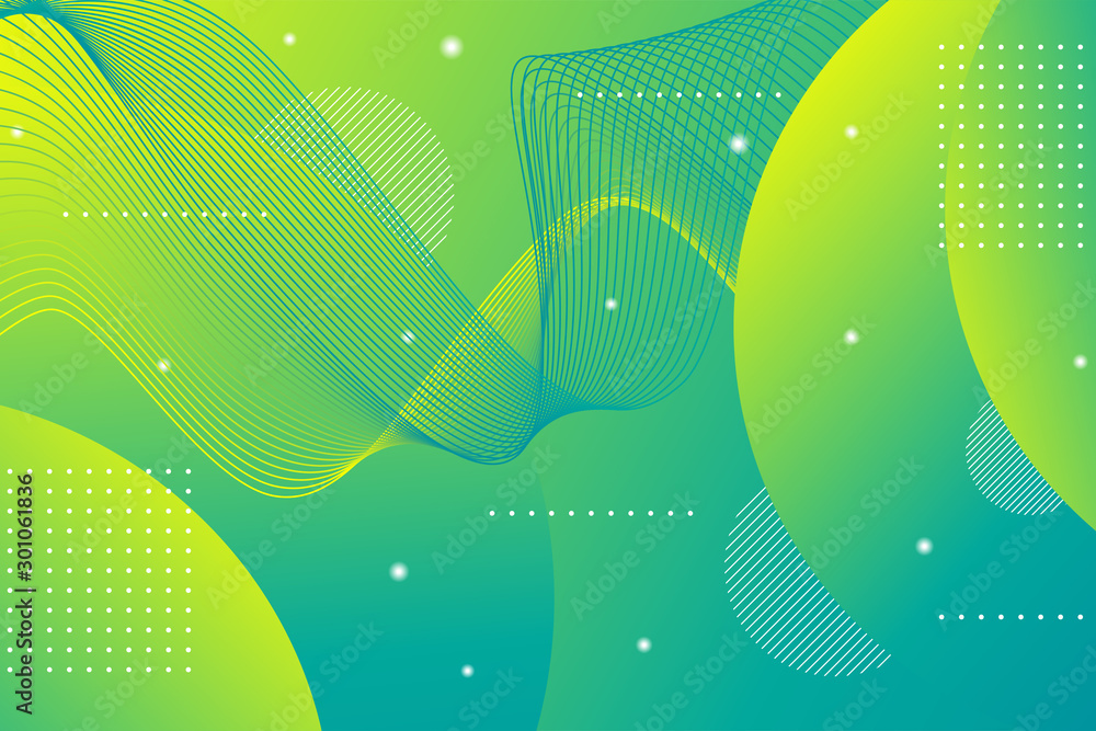 Poster modern gradient green geometric background. fluid color shapes composition. abstract vector illustra
