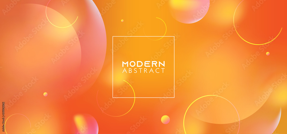Poster gradient geometric with dynamic shapes background. vector eps 10. orange and yellow colors trendy de