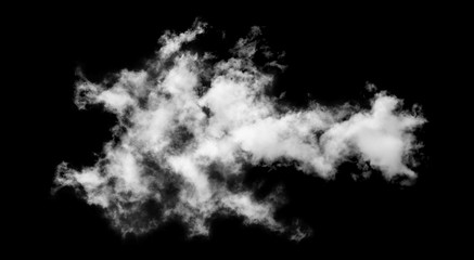 White cloud isolated on black background,Textured smoke,brush effect