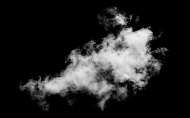 White cloud isolated on black background,Textured smoke,brush effect