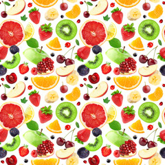 Fototapeta na wymiar Fruits seamless pattern. Fruit background