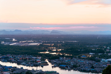 Beautiful Sunset at Mutsea Mountain Viewpoint, southern of Thailand.