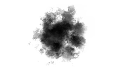 Black watercolor spot isolated on white background