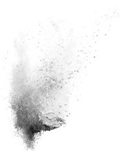 Beautiful black explosion isolated on white background