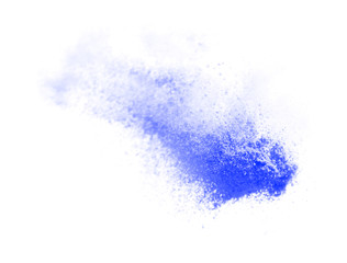 Blue explosion in motion. Blue splash isolated on white