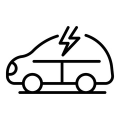 Electric car icon. Outline electric car vector icon for web design isolated on white background