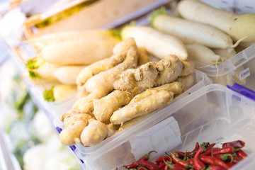 Ginger root in a supermarket