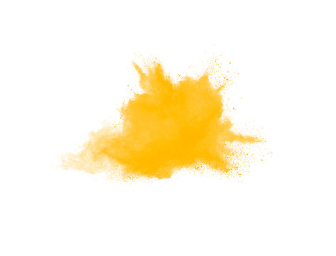 Yellow paint splashes in motion