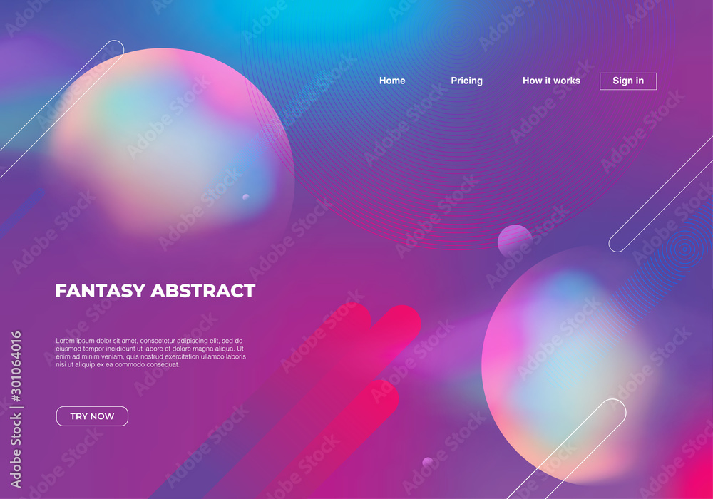 Poster fantasy abstract background with geometric colorful dynamic shapes. . vector eps 10. landing page te