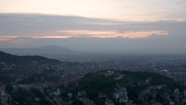 4K Romania Brasov City Romanian Citadel Romanian Fortress Drone Sunset