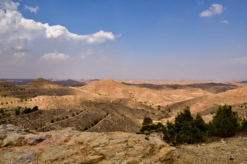 view from the top to the tops of the desert Atlas mountains