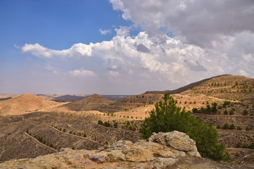 view from the top to the tops of the desert Atlas mountains