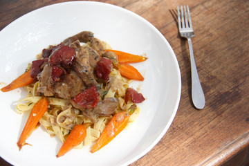 Pan roasted chicken with carrots