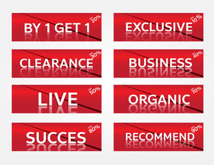 red banner promotion tag design for marketing	