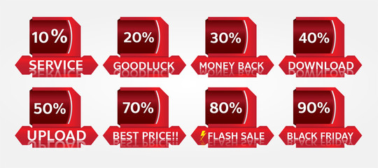red banner promotion tag design for marketing	