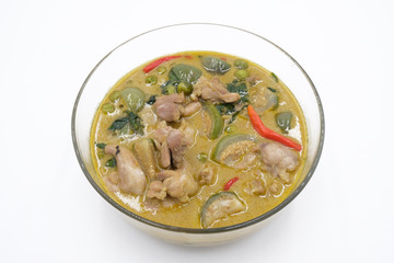 Thai Meal Kit Green Curry Chicken on white background