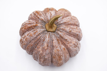 Top view, pumpkin isolated on white background.
