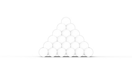 3d rendering of a pyramid of balls isolated in white background