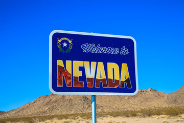 Willkommen in Nevada, Schild am Highway