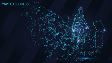 The path to success consists of particles. Man climbs the ladder of success. © newrossosh